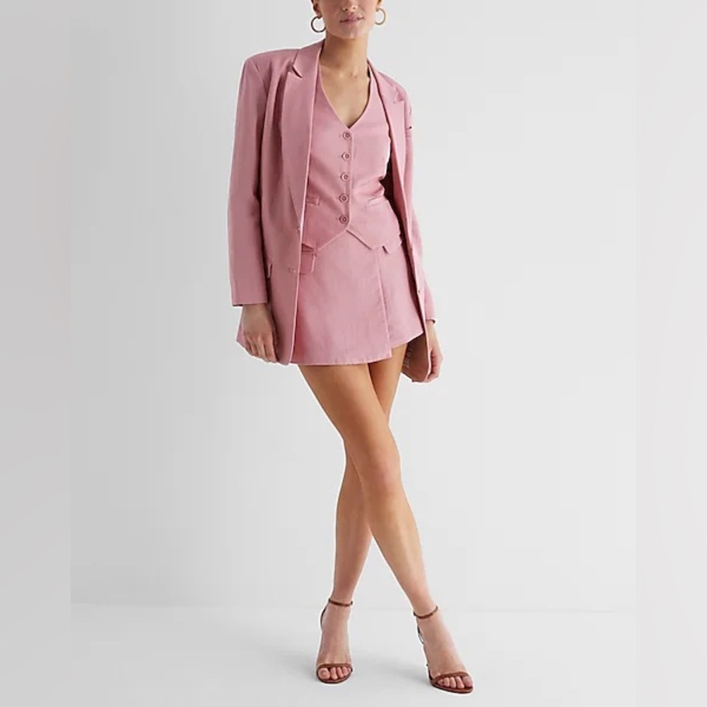 NEW Express Pink Powder linen blend skort 14 Barbiecore